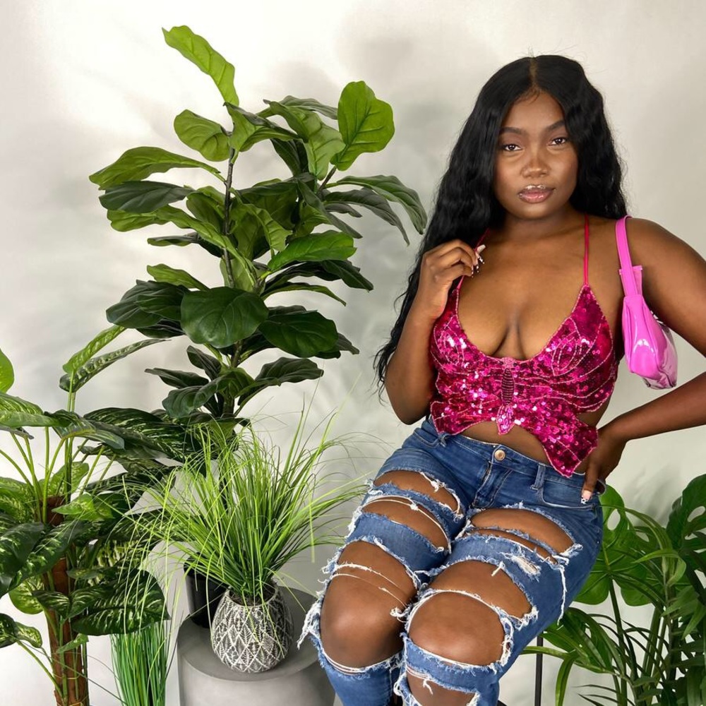 Sequin butterfly top